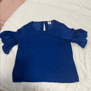 CAbi Royal Blue Ruffle Sleeve Blouse